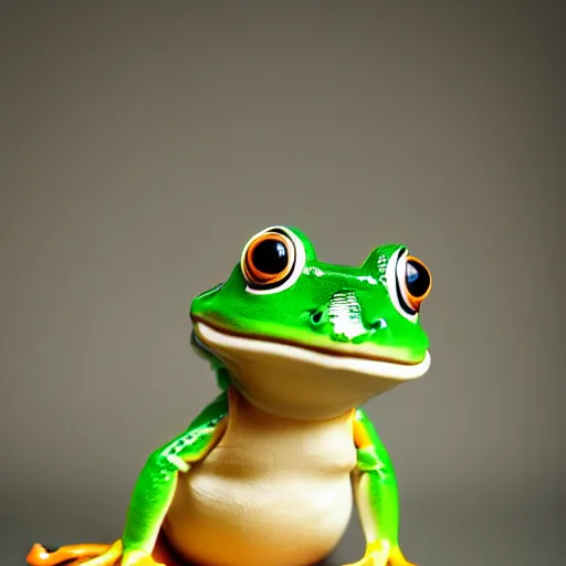 Image similar to cute frog wearing a sailor suit, studio photography,