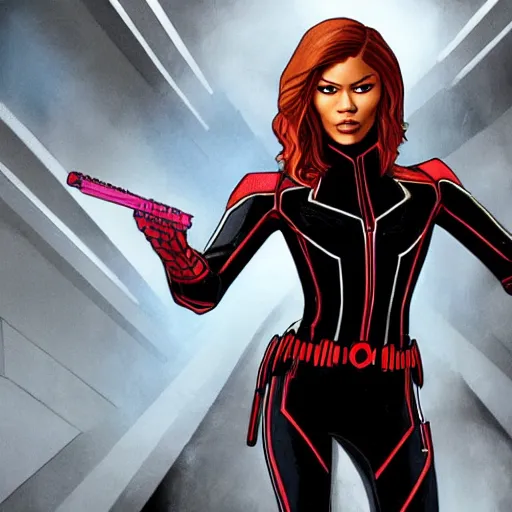 Prompt: zendaya as black widow