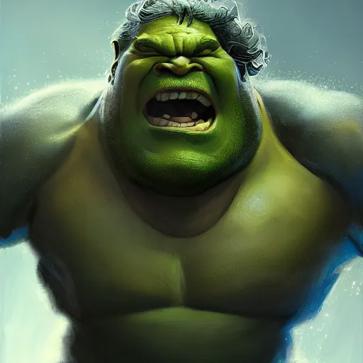 Prompt: clear portrait hulking herculean ogre danny devito, background hyper detailed, character concept, full body, dynamic pose, glowing lights intricate, elegant, highly detailed, digital painting, artstation, concept art, sharp focus, illustration, van baarle lois and sanderson ruth