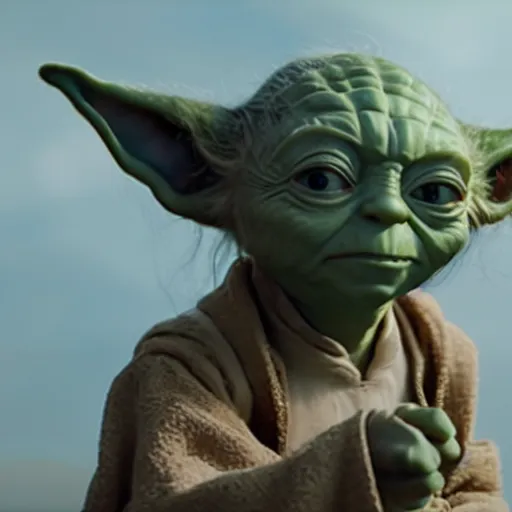 Image similar to film still of emma stone as yoda