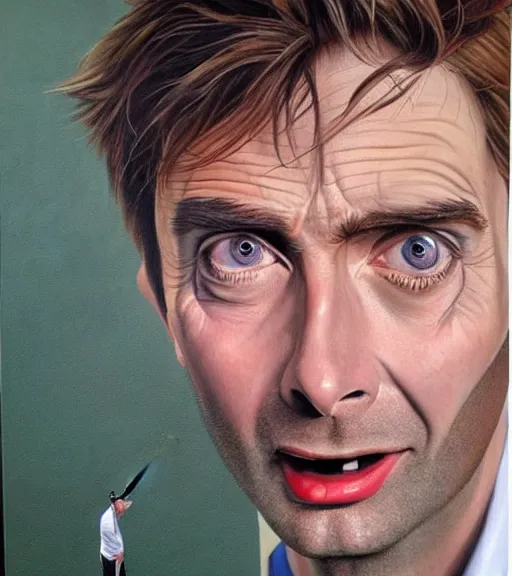 Image similar to david tennant dressed as a golfer, very detailed eyes, hyperrealistic, very detailed painting by Glenn Fabry, by Joao_Ruas