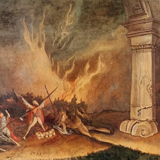 Image similar to 1 8 th painting of a giovanna d'arco burned at the stake