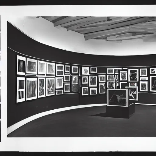 Image similar to A black and white screen print of gallery exhibition view from the 60s with colonial artifacts on display, anthropology, colonial, wild, exotic, artifacts, pedestal, ethnography, screen printing