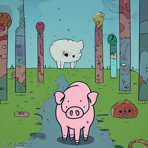 Image similar to pig from adventure time by pendleton ward, adventure time cartoon, adventure time style, adventure time by adam muto