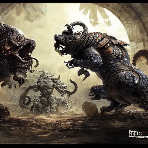 Image similar to pug battle, intricate detail, royo, vallejo, frazetta, giger, whealan, hd, unreal engine,