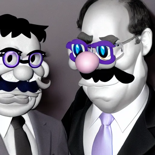 Prompt: president waluigi with vice - president wario, photograph, photo, color