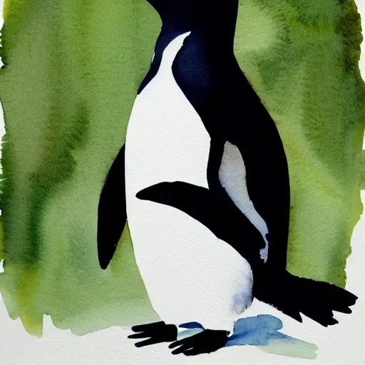 Image similar to Watercolor painting of a penguin