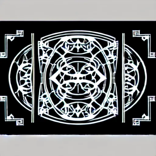 Prompt: black and white sky luxury themed svg vector art panel for cnc plasma, laser, stencil, unique art nouveau deco hole through circuit design