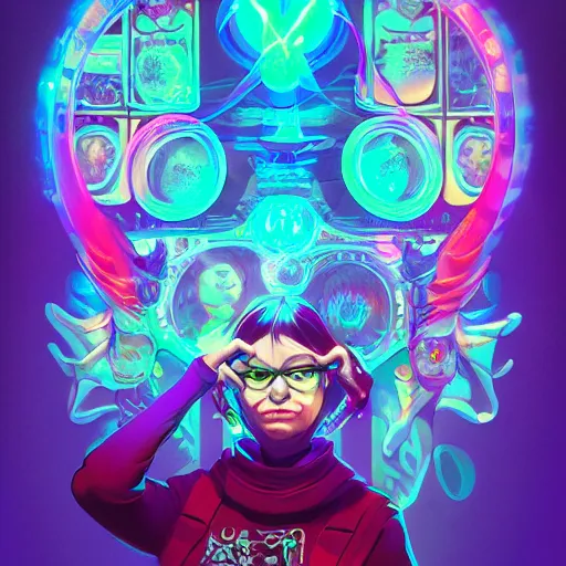 Image similar to skill magic geek inside matrix deepdream radiating a glowing aura stuff loot legends stylized digital illustration video game icon artstation lois van baarle, ilya kuvshinov, rossdraws,