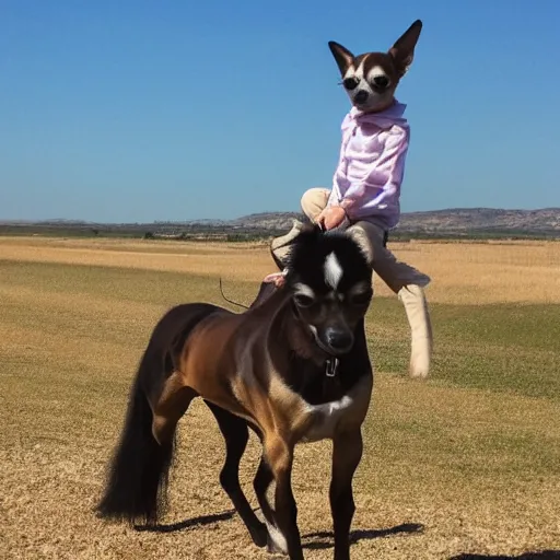 Image similar to chihuahua riding on a horse