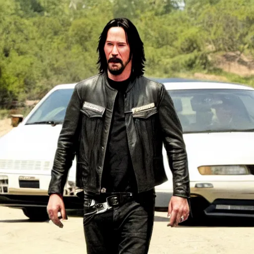 Image similar to Keanu Reeves in Sons of anarchy very detail4K quality super realistic