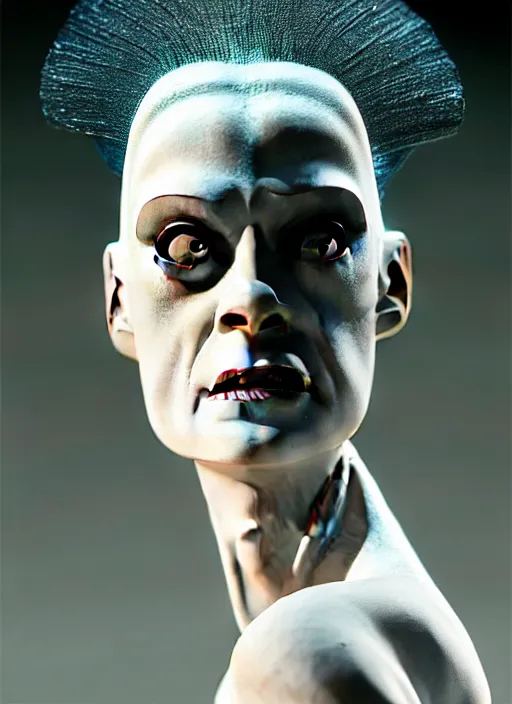 Image similar to portrait of beautiful gentle futuristic bride of frankenstein from the movie bride of frankenstein, kintsugi, modern fine art, fractal, intricate, elegant, highly detailed, digital photography, subsurface scattering, by jheronimus bosch and greg rutkowski, still from the movie ex machina, smooth healthy skin, high key lighting