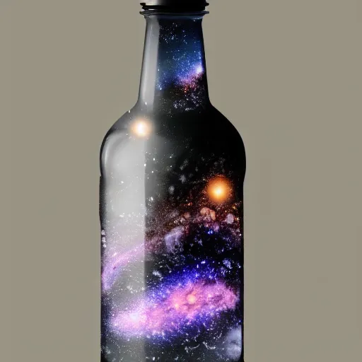 Prompt: milkyway galaxy in a glass bottle, trending on artstation