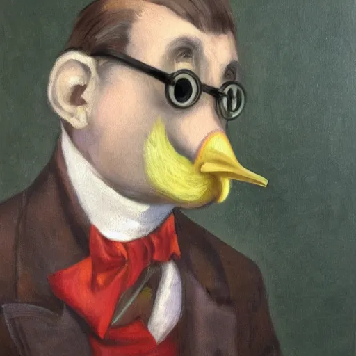 Image similar to a chicken butler, fancy mustache, monocle, highly detail, oil painting , accurate anatomy,