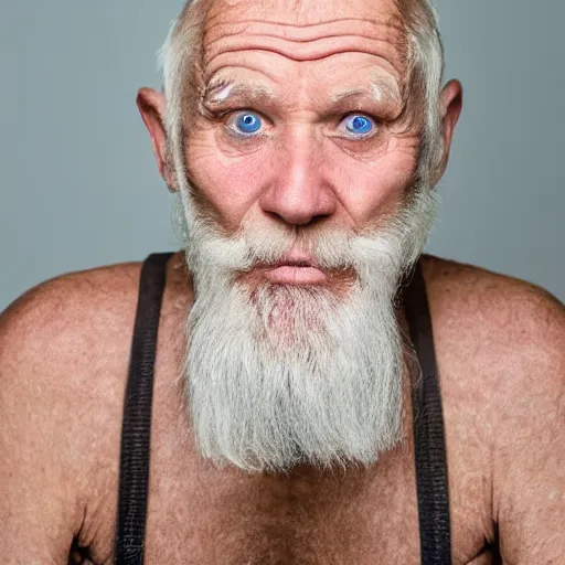 Prompt: a very ugly blond blue eyed old man