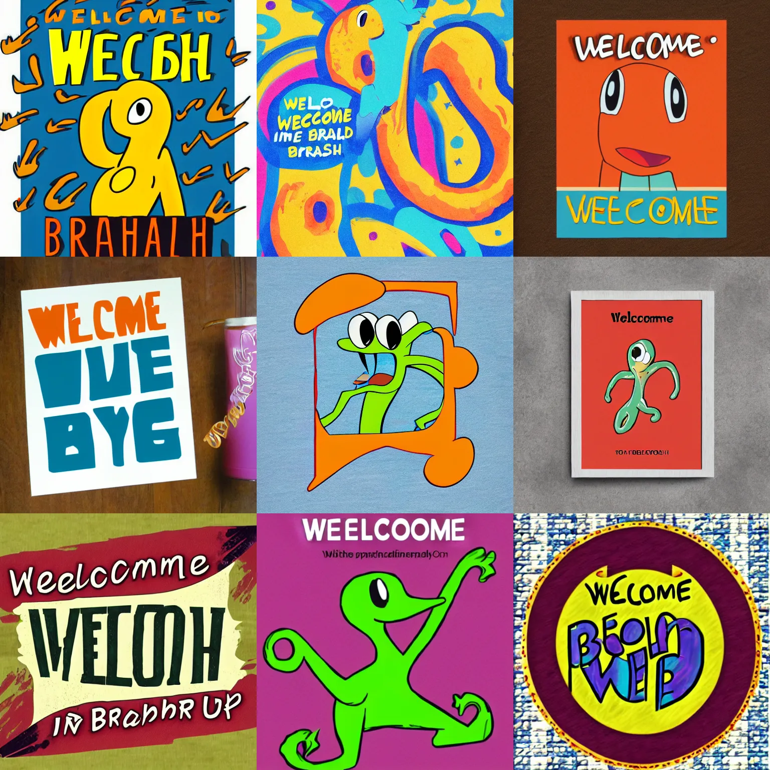 Prompt: welcome in the style of bold and brash