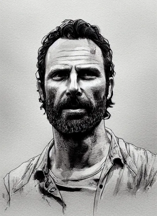 Image similar to portrait, Rick Grimes from The Walking Dead in the South Park universe, watercolor, dramatic lighting, cinematic, establishing shot, extremely high detail, foto realistic, cinematic lighting, pen and ink, intricate line drawings, by Yoshitaka Amano, Ruan Jia, Kentaro Miura, Artgerm, post processed, concept art, artstation, matte painting, style by eddie mendoza, raphael lacoste, alex ross