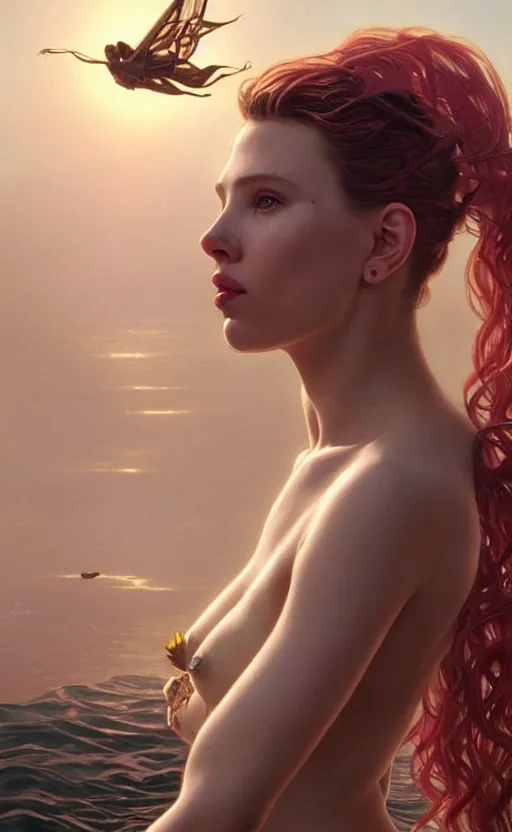 Prompt: portrait of the birth of venus, scarlett johansonn as a character in arabian Cyberpunk 2077, looking at camera, intricate, dystopian, sci-fi, extremely detailed, digital painting, artstation, concept art, smooth, sharp focus, illustration, intimidating lighting, incredible art by artgerm and greg rutkowski and alphonse mucha and simon stalenhag