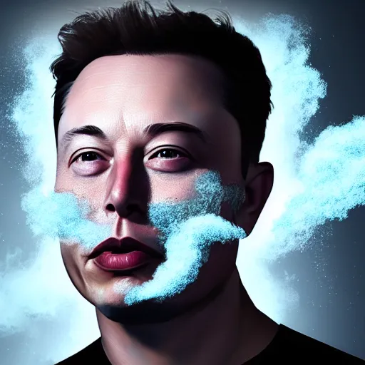 Prompt: face made of smoke simulation elon musk made of smoke simulation made of smoke simulation smoke simulation smoke simulation houdini houdini smoke particles houdini mesh emitting particles