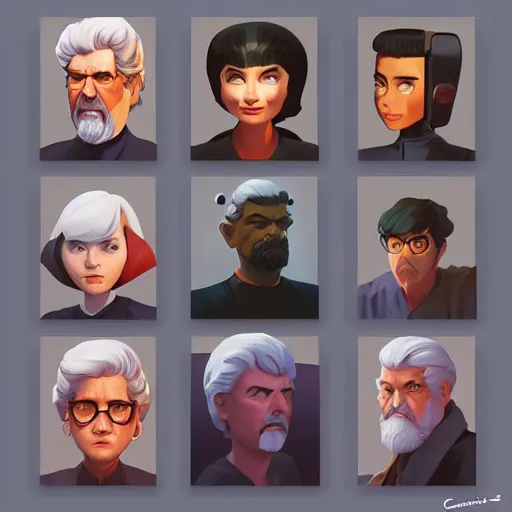 Image similar to face icon stylized minimalist george lucas, loftis, cory behance hd by jesper ejsing, by rhads, makoto shinkai and lois van baarle, ilya kuvshinov, rossdraws global illumination