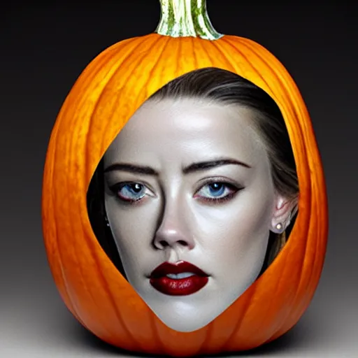 Image similar to gourd shaped like the face of amber heard hybrid intercross mix as a gourd