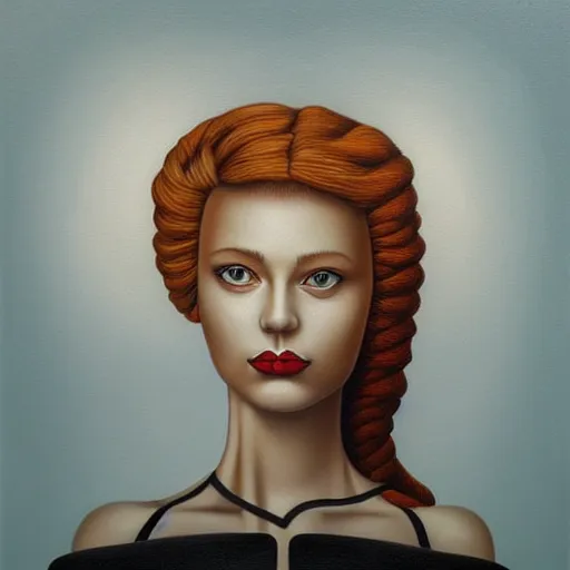 Image similar to skeuomorphic, airbrush art, minimalist, very detailed, detailed painting, an ultrafine detailed painting by rafal olbinski, a painting of a woman, pop surrealism, behance contest winner