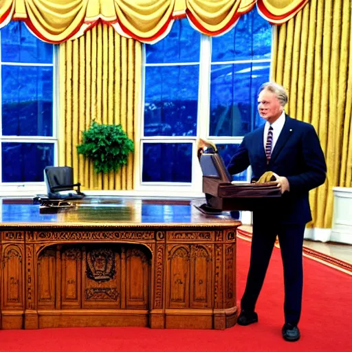 Image similar to sonic the hedgehog delivers a presidential address from the oval office, photograph