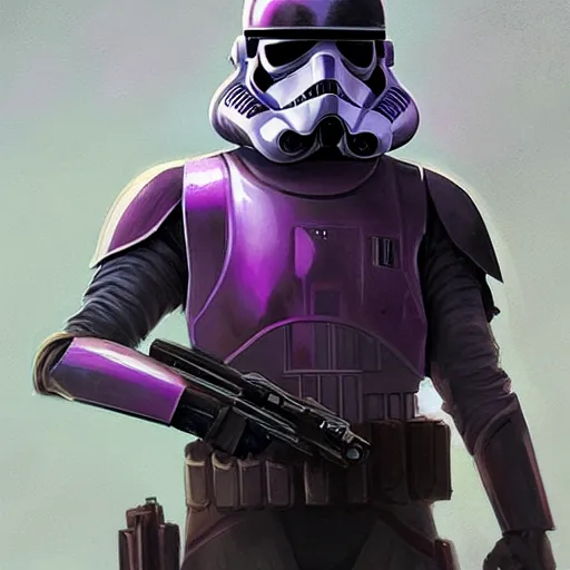 Image similar to star wars concept art by greg rutkowski, a soldier of the galactic dominion, wearing a purple tactical gear, highly detailed portrait, digital painting, artstation, concept art, smooth, sharp foccus ilustration, artstation hq