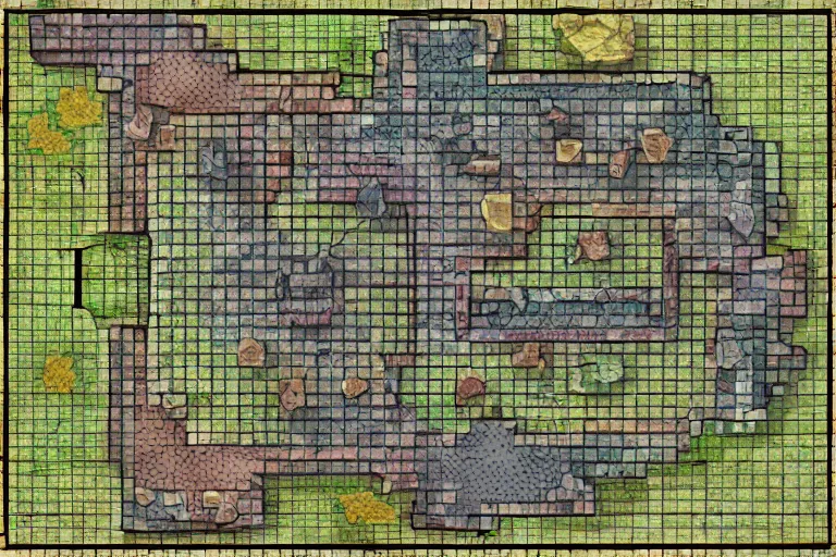 Prompt: d & d battle map with grid, 8 k, high detail