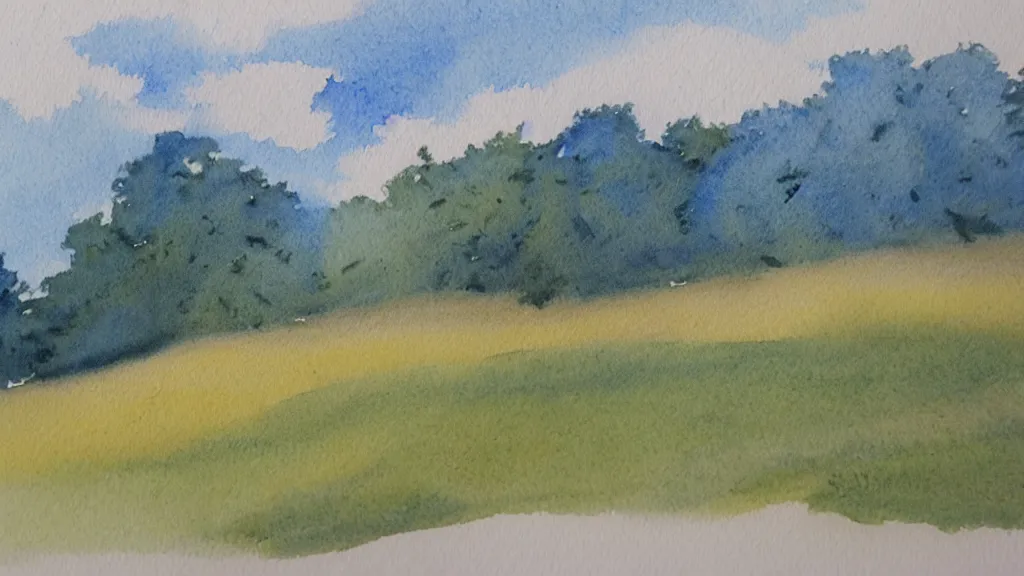 Prompt: a Watercolor drawing of a field