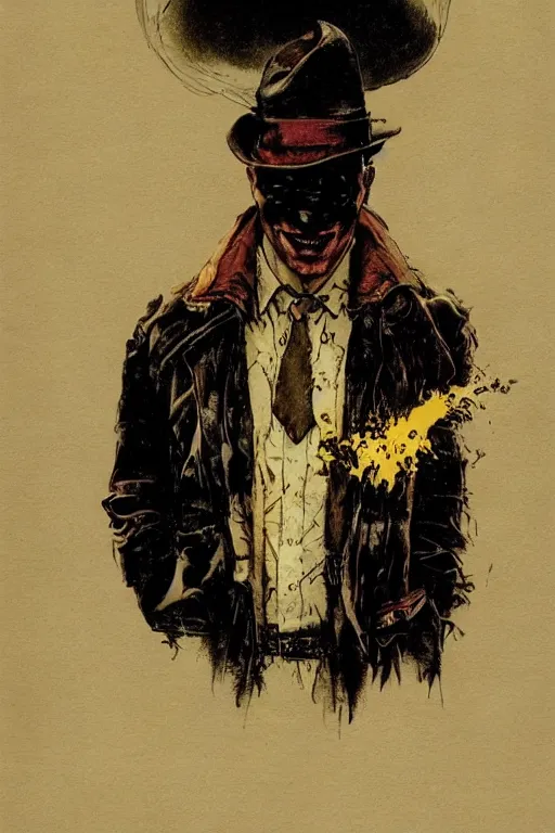 Image similar to Rorschach and The Comedian aka Edward Morgan Blake from the movie Watchmen painted by Norman Rockwell, Greg Rutkowski and Dave Gibbons, high detailed perfect faces, trending on Artstation, page scan from book, fine details