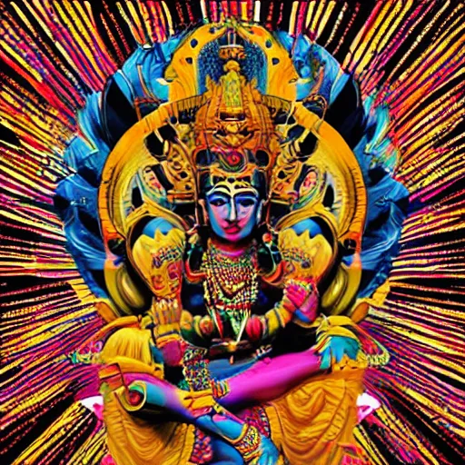 Image similar to album cover design design depicting vishnu, by jonathan zawada, pi - slices, and tristan eaton, digital art