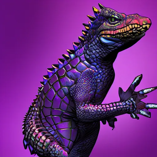 Prompt: cyberpunk purplealligator profile picture