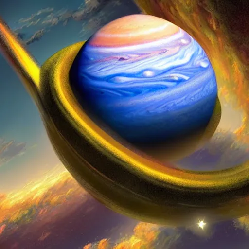 Prompt: jupiter, concept art, illustrated, highly detailed, high quality, bright colors, optimistic,