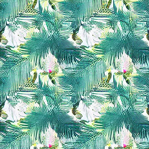 Prompt: exquisite fresh tropical print with beautiful and high resolution elements developed into seamless patterns