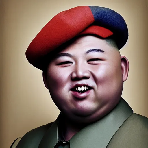 Prompt: A realistic portrait of the love child of Kim Jong Un and Dennis Rodman, by Martin Schoeller