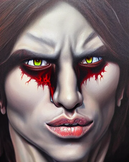 Prompt: a realistic detailed portrait painting of a demon