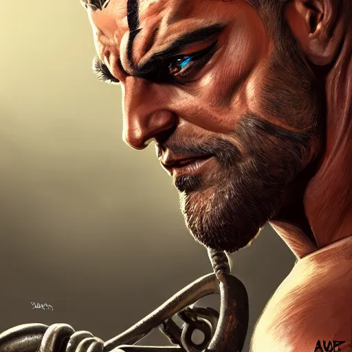 handsome portrait of spartan - leonidas bodybuilder