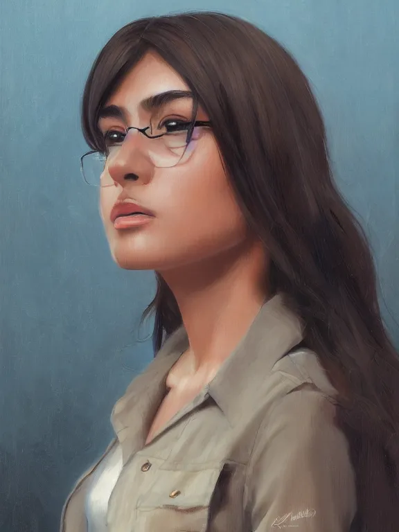 Image similar to an ultradetailed beautiful portrait painting of a mexican girl as a journalist, side view, oil painting, high resolution, by ilya kuvshinov, greg rutkowski and makoto shinkai