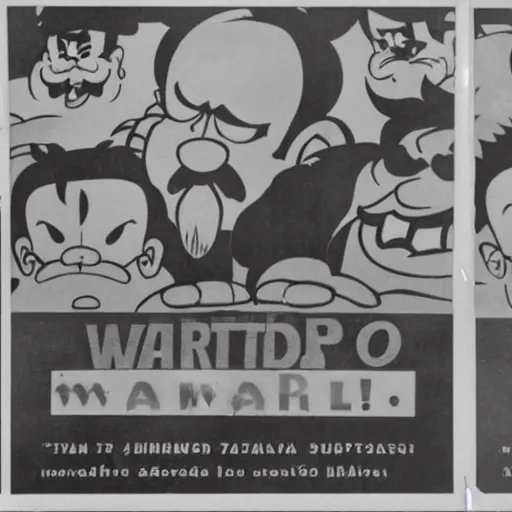 Image similar to Nintendo Wario war crimes trial historical archive photography Smithsonian Soviet propaganda