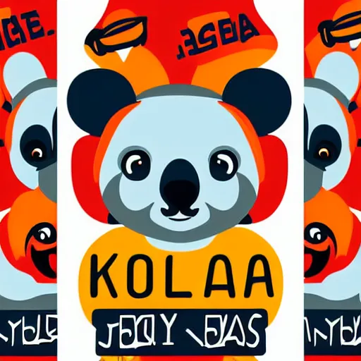 Image similar to Propaganda poster of koala, sticker, highly detailed, colorful, illustration, smooth and clean vector curves, no jagged lines, vector art, smooth