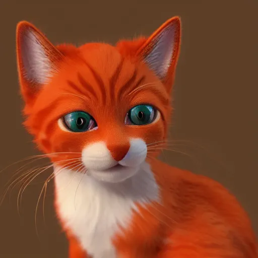 Prompt: orange kitten big eyes a lot of fur cute highly detailed high - quality photo realistic 8 k octane render blender