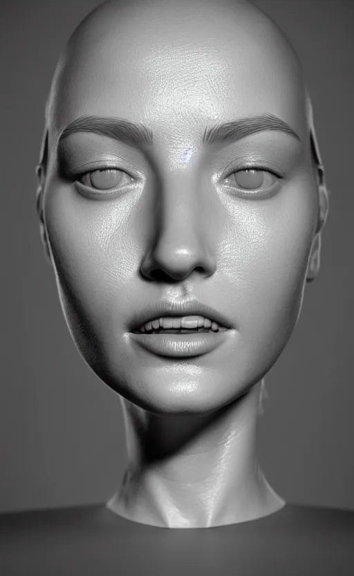 Image similar to complex 3d render of a beautiful face, beautiful natural soft light, rim light, elegant, highly detailed, octane render, black and white, Kandinsky style