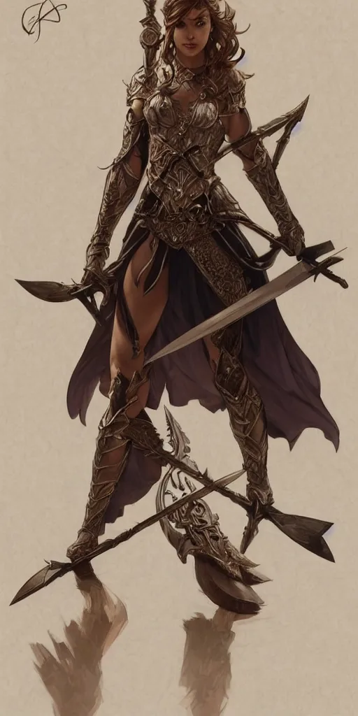 Image similar to full body character sheet of a beautiful girl in a pose wielding a battle axe, d & d, fantasy, intricate, elegant, highly detailed, digital painting, artstation, character concept art, smooth, sharp focus, illustration, art by artgerm and greg rutkowski and alphonse mucha