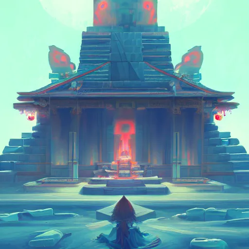 Prompt: ancient solar temple , stylish, lsd, trending on artstation, cinematic, artwork by WLOP