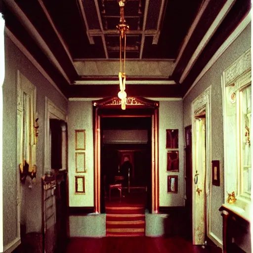 Prompt: Victorian mansion, dark horror, cinematic lighting, by Stanley Kubrick, cinestill 400 t film