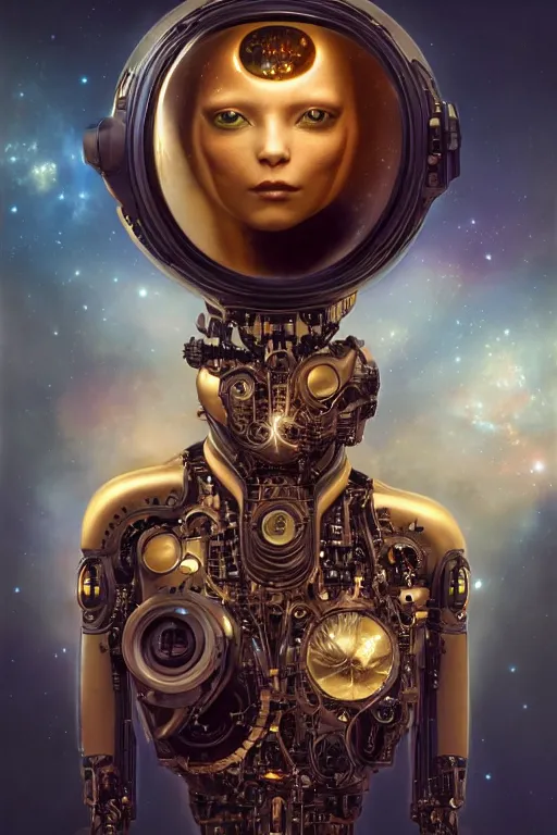 Image similar to a beautiful ultradetailed fine art photo of a futuristic cybernetic cyborg cat against galactic space, by tom bagshaw and natalie shau, portrait, 3 5 mm lens, golden ratio composition, detailed face, studio photography, very detailed, deep depth of field, humanoids, industrial robotic cats, artstation, 8 k, highly coherent