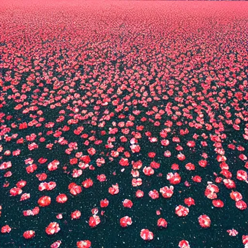 Prompt: japanese cherry field on the surface of jupiter