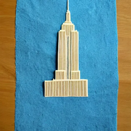 Prompt: empire state building surrounded in paper towel