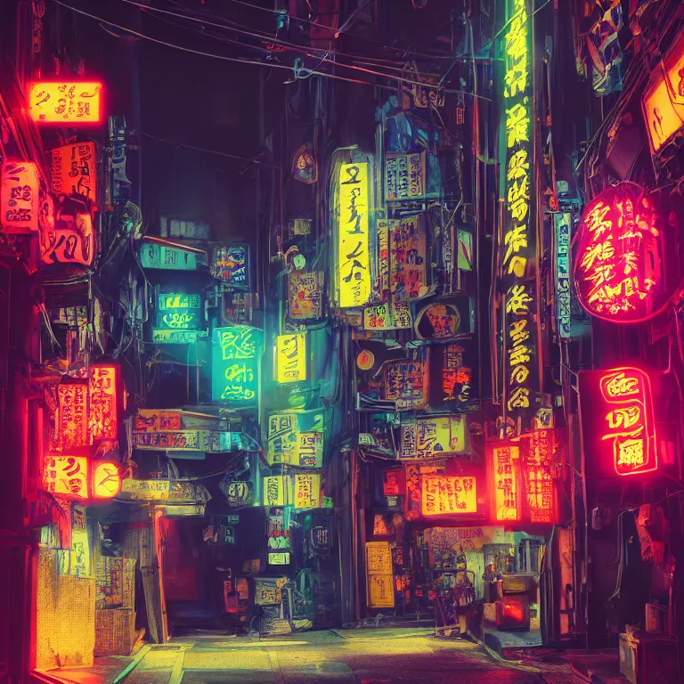 Prompt: electric oriental neon cat at night, in the dark alley of tokio. beautiful, cinematic multicolor lighting, photorealistic, hyperrealistic, highly detailed, close - up, high resolution, 4 k